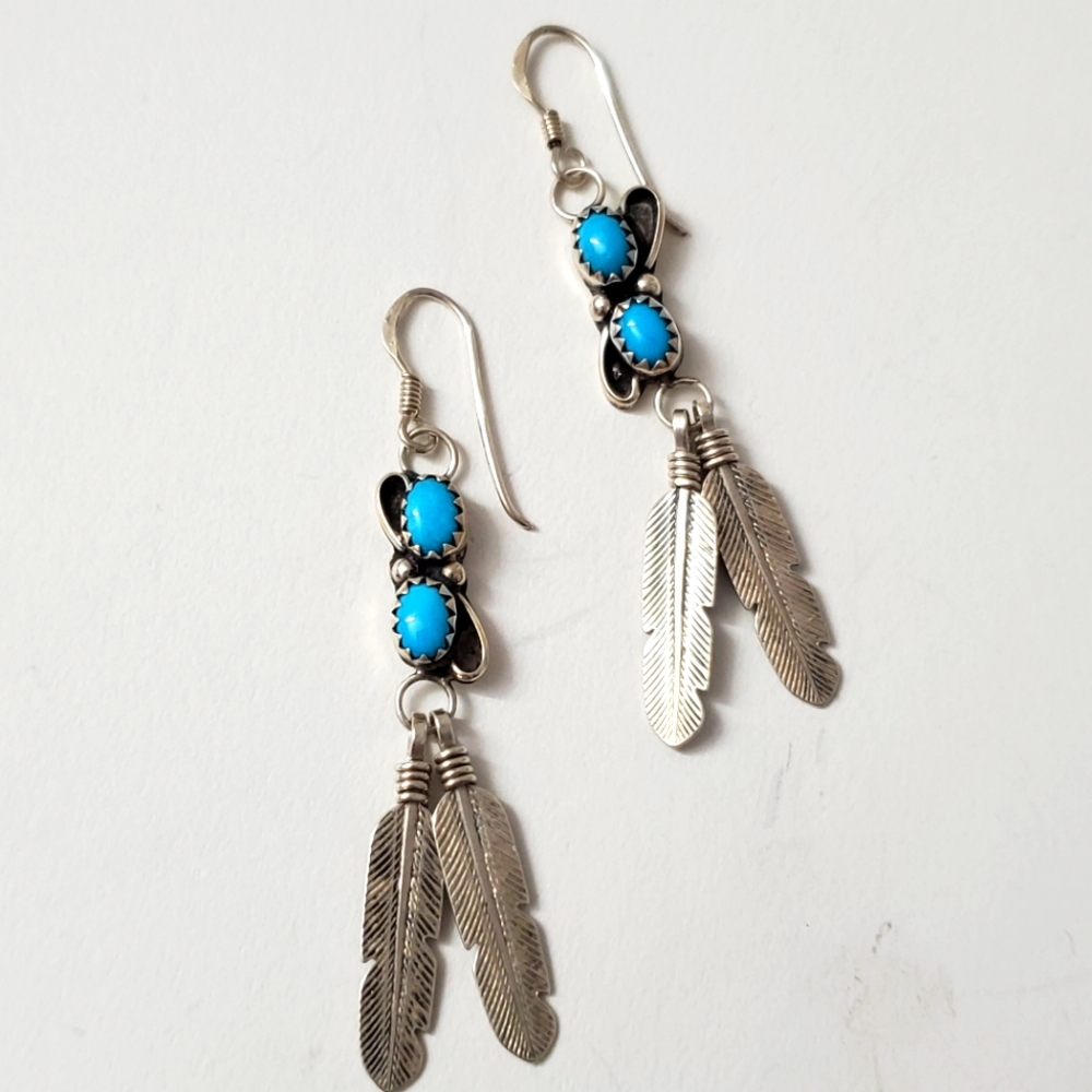 Sterling Silver 925 Navajo Feather ‘Frances Begay’ – A Native American Earrings